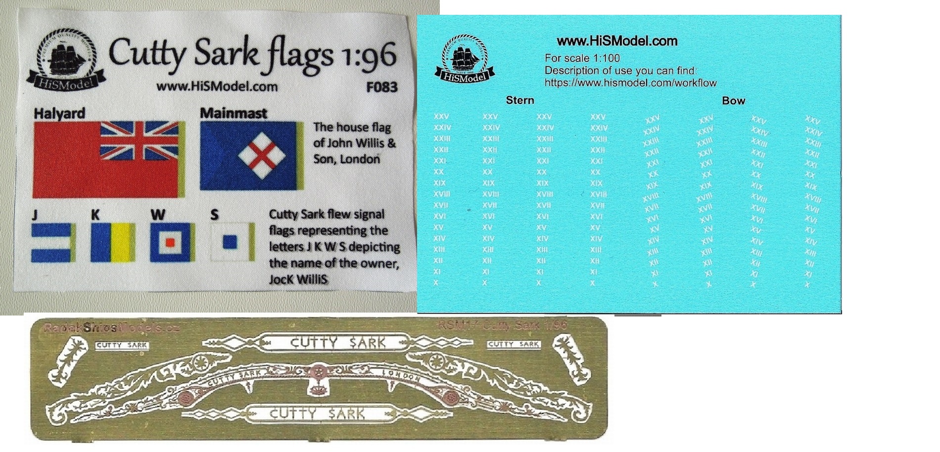Cutty Sark - set of Flags, Photo-etched ornaments and Draft sacale