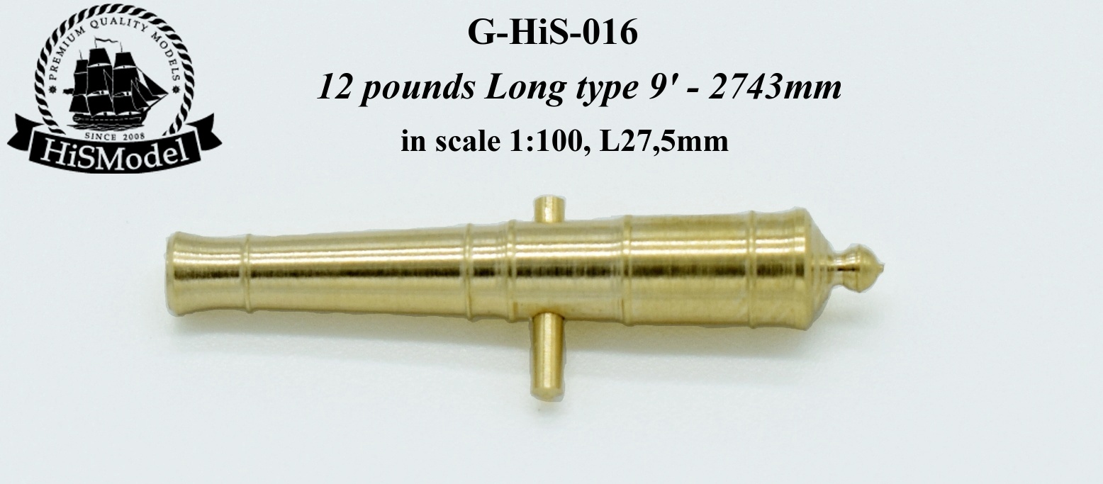 Gun - 12-pounder Long 9' 1:100, L=27,5