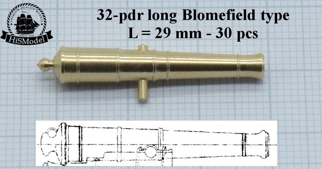 Gun - 32-pounder long Blomefield typ 1:100, L=29mm