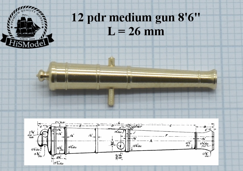 Gun - 12-pounder medium 8'6" 1:100, L=26