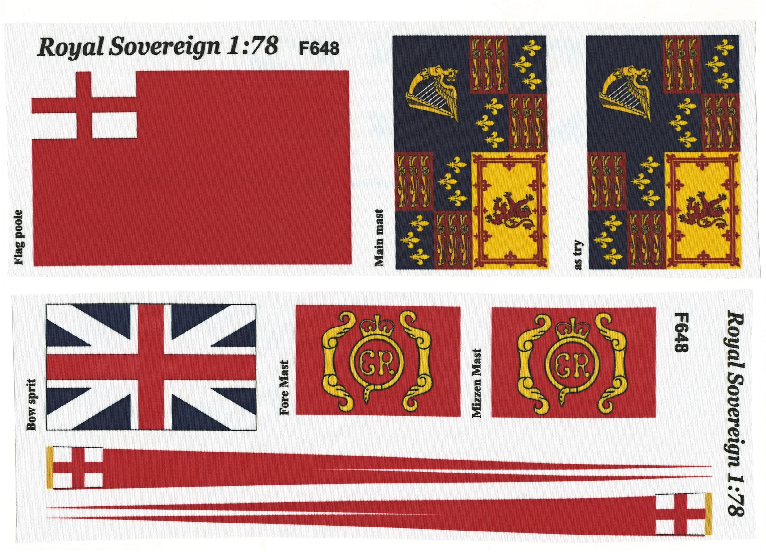 Royal Sovereign 1:78 - sada vlajek pro model Sergal