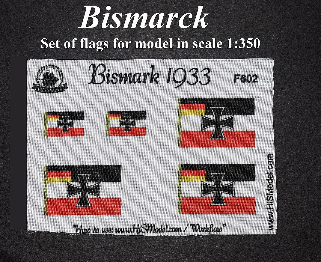 Bismarck sada vlajek 1:350 - verze do roku 1933
