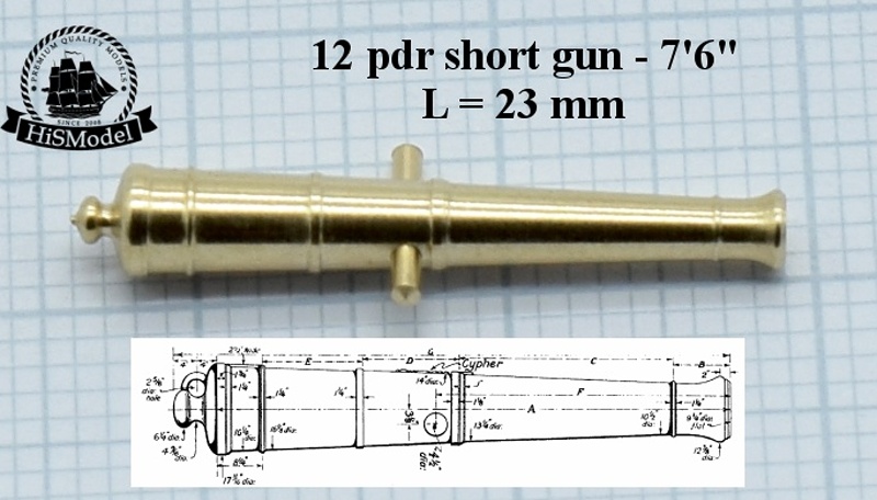 Gun - 12-pounder short - 7'6" 1:100, L=23