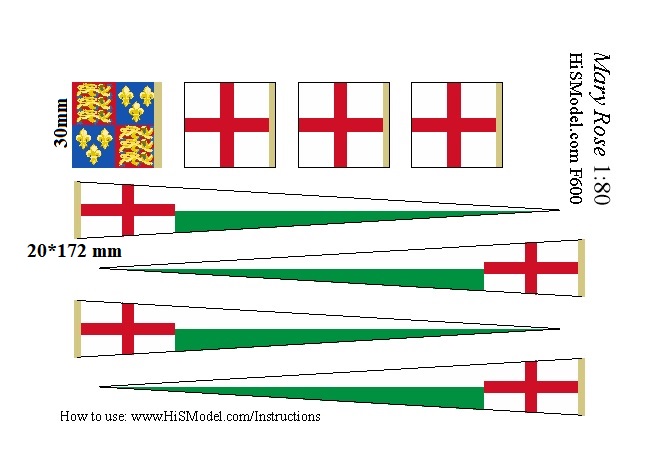 Mary Rose - sada vlajek 1:80